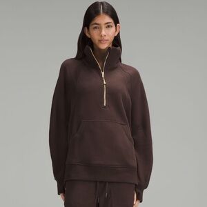 Lululemon Scuba oversized funnel neck half zip espresso color size M/L